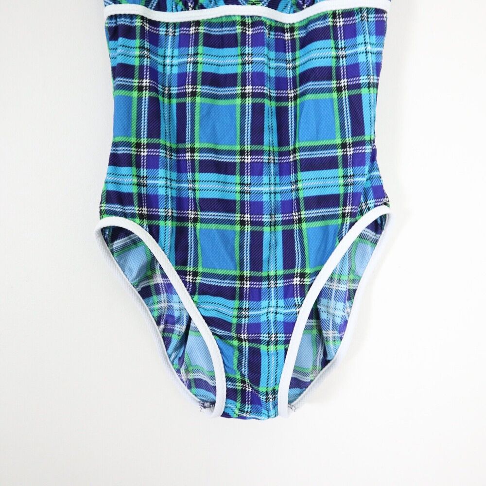 Vintage 1990s Upstream Size 10 Women's One Piece Swimsuit Plaid Print - Picture 4 of 9